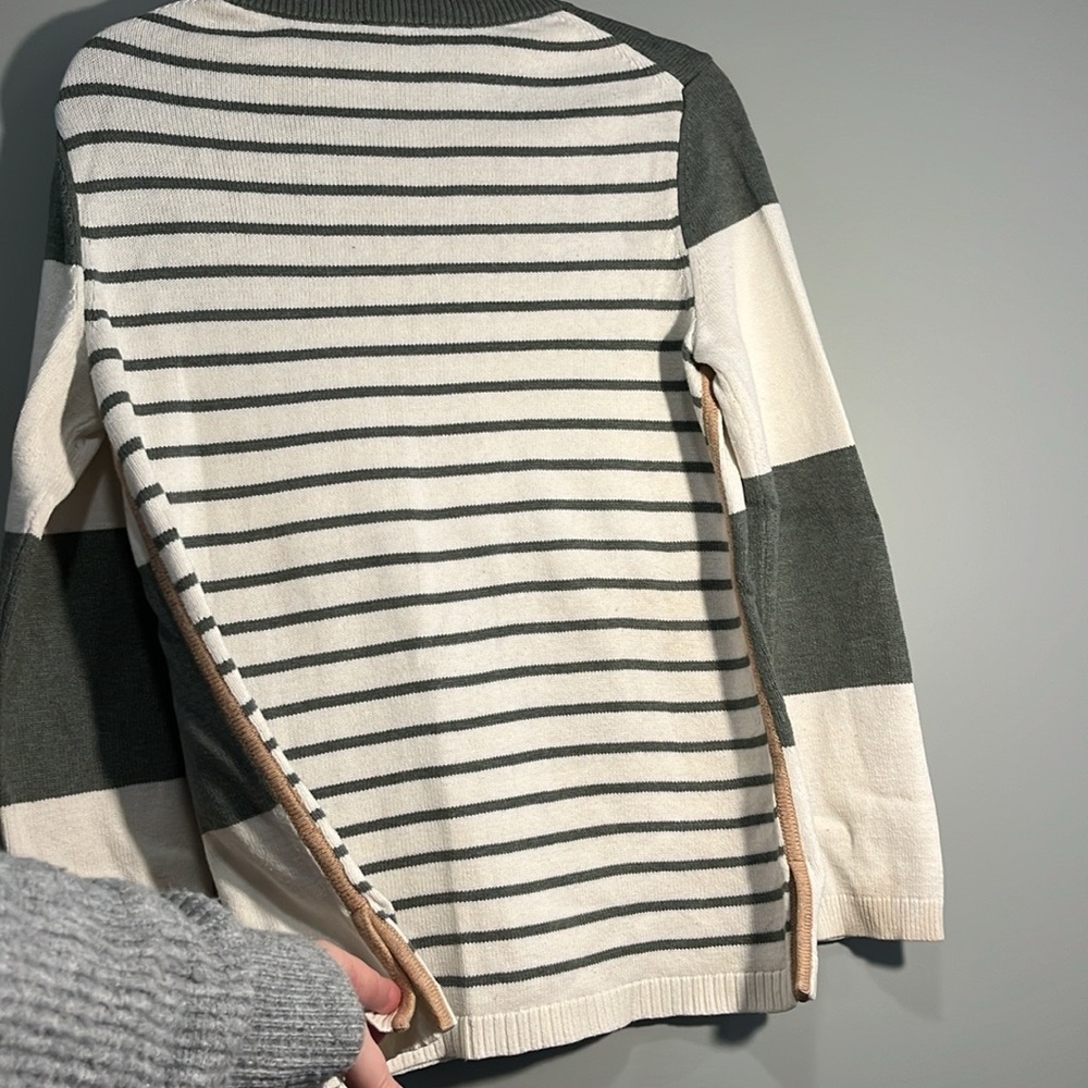 Talbots olive and cream sweater
